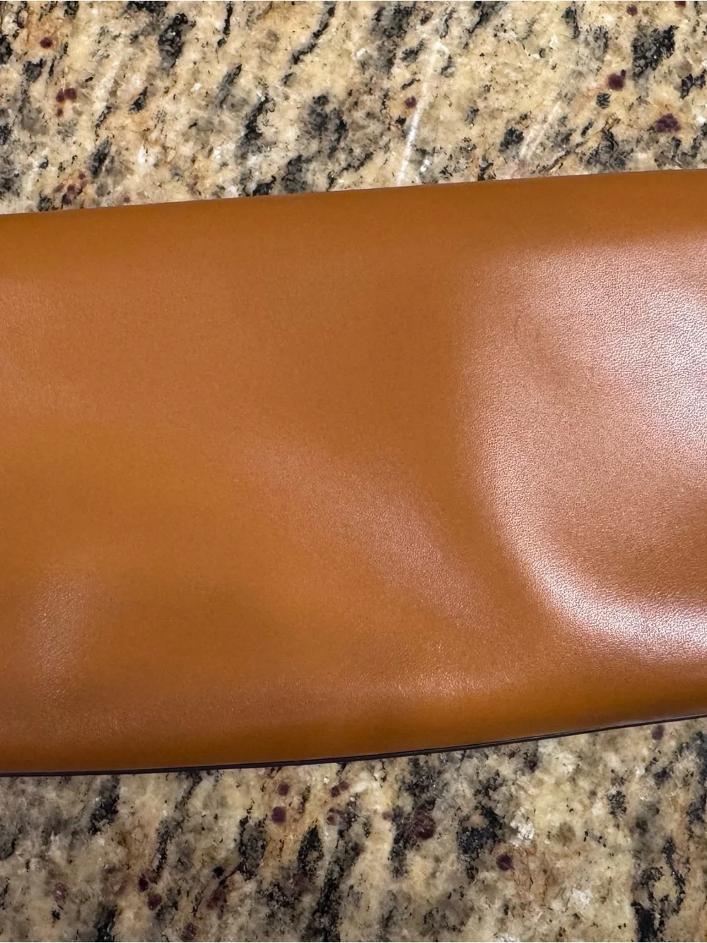 Tory Burch Tan Leather Clutch with Logo Cutout